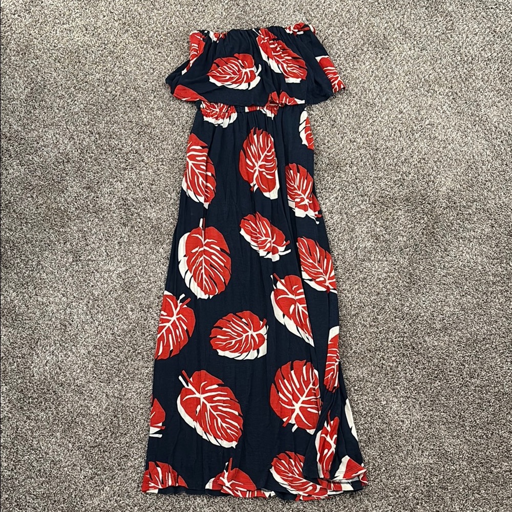 Lucky Brand Blue and Red Strapless Sundress